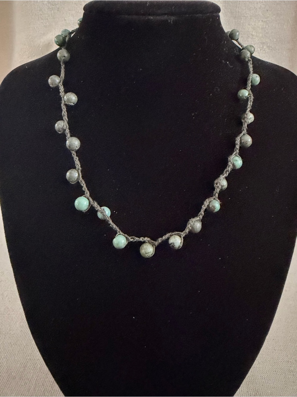 Handmade Turquoise Bead Knotted Necklace - Unbranded